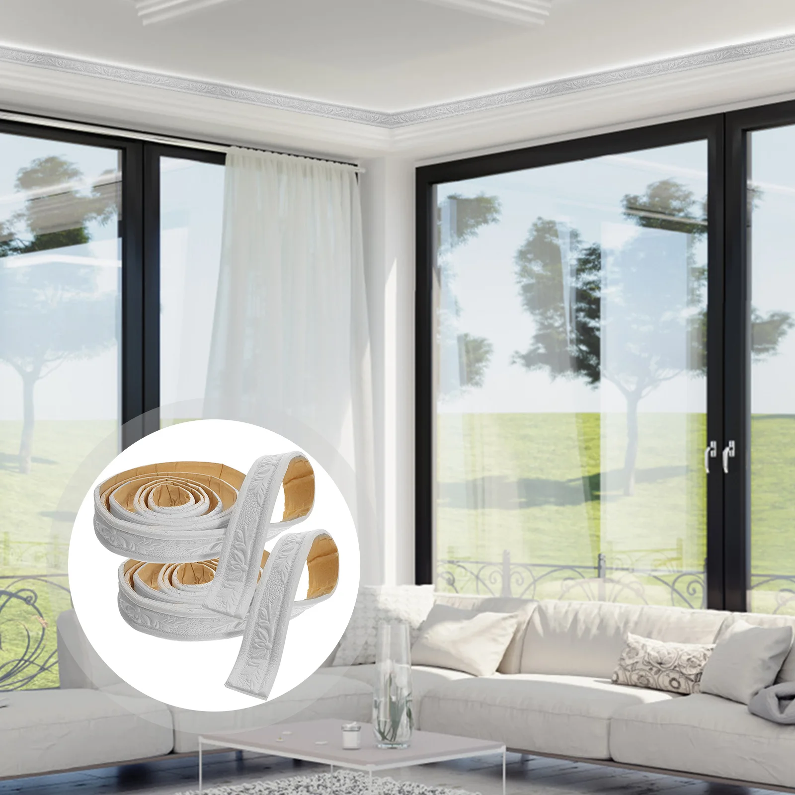 

2 Roll Adhesive Wallpaper Border Wall Trim Skirting Border Waterproof Peel Stick Wall Edge Decoration for Home Hotel