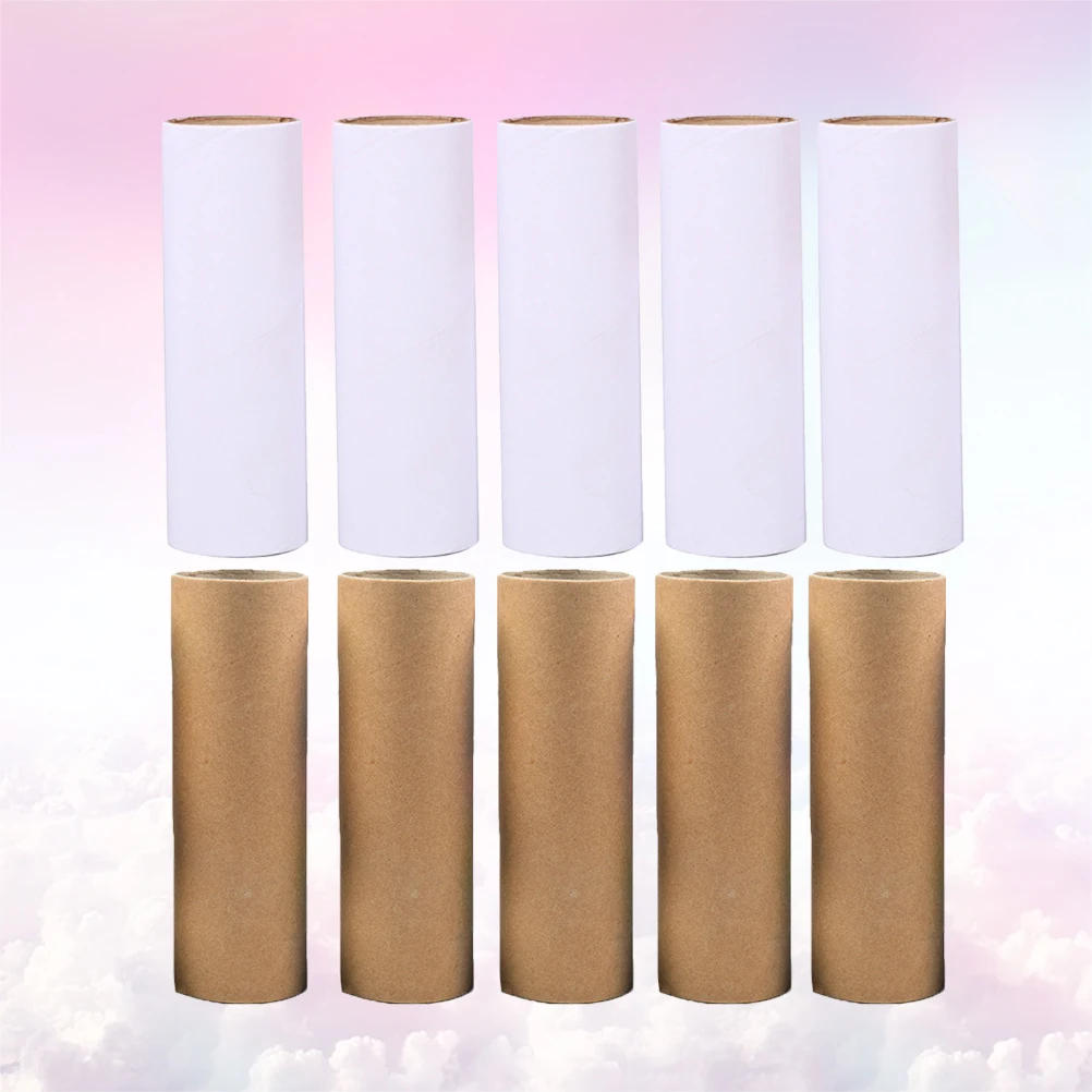 10 Pcs Handmade Paper Tube Hand-made Tubes Craft White Embryo Paperboard Cardboard