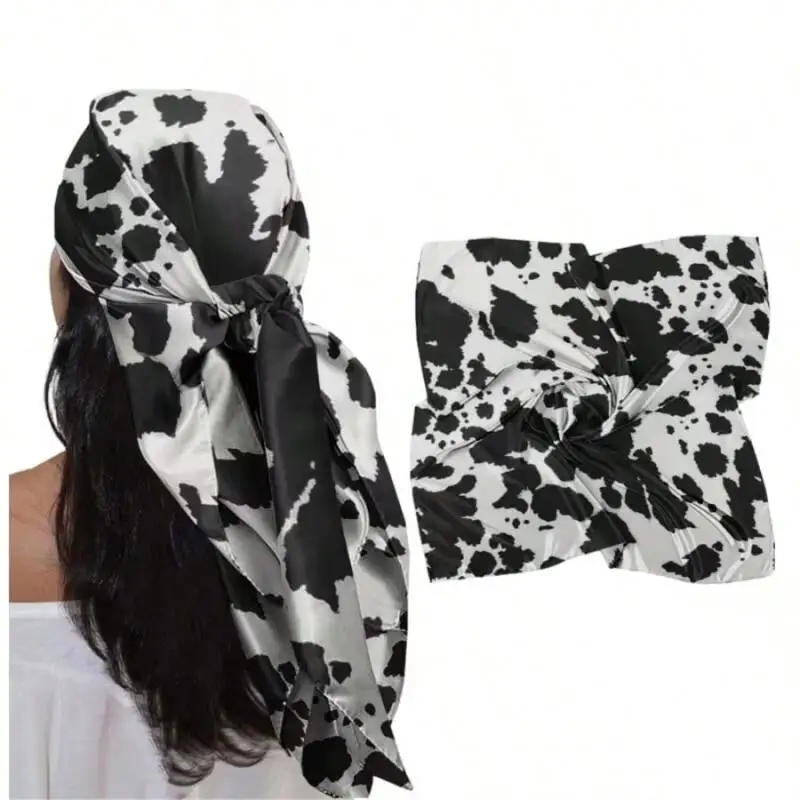 

1pc 35-Inch Cow Print Scarf Soft Fashion Square Scarf Beach Vacations Headscarf Square Scarf Female Neck Scarf Shawl Accessory