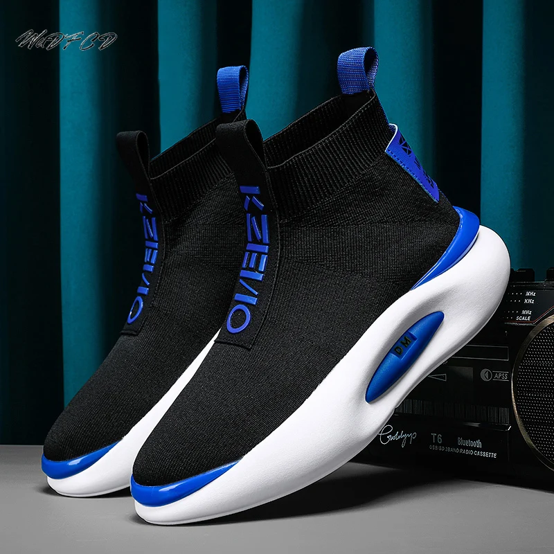 High Top Sneakers Men Easy Matching Sock Shoes Fashion Casual Knitting Mesh Breathable Height Increased Platform Sport Shoes