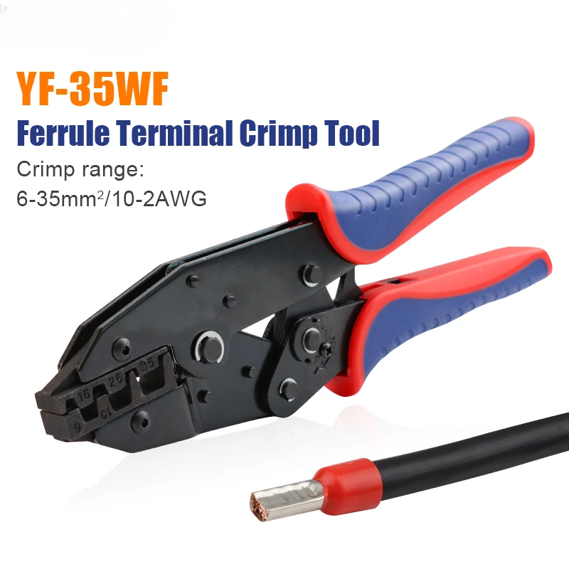 

Crimping Tool for Sleeves Ferrule Terminals - Ratcheting Wire Crimpers - AWG 10-2 (6-35mm2) - Ratchet Terminal Crimper YF-35WF