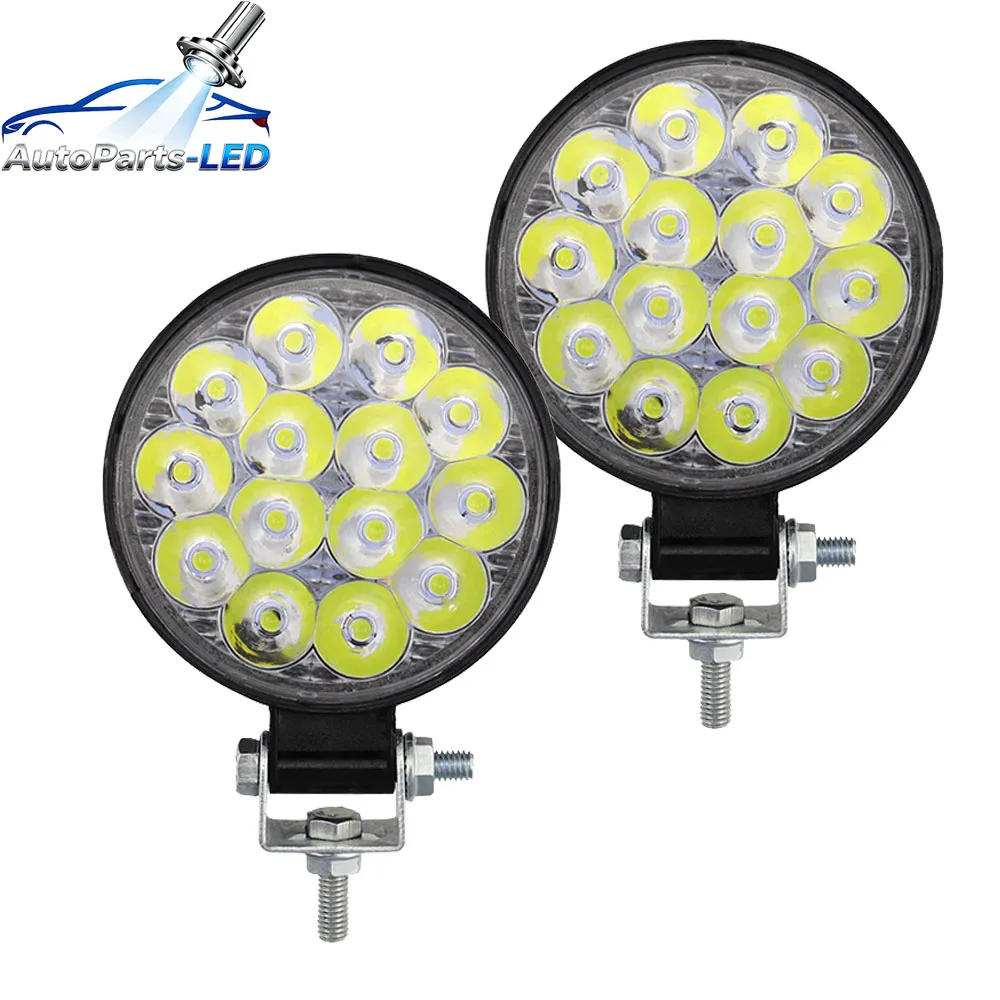 

2pcs 14LED Work Light LED Car Front Fog Light 12V 24V Truck SUV 4X4 4WD Spotlight Engineering Headlights Off-road Round Headlamp