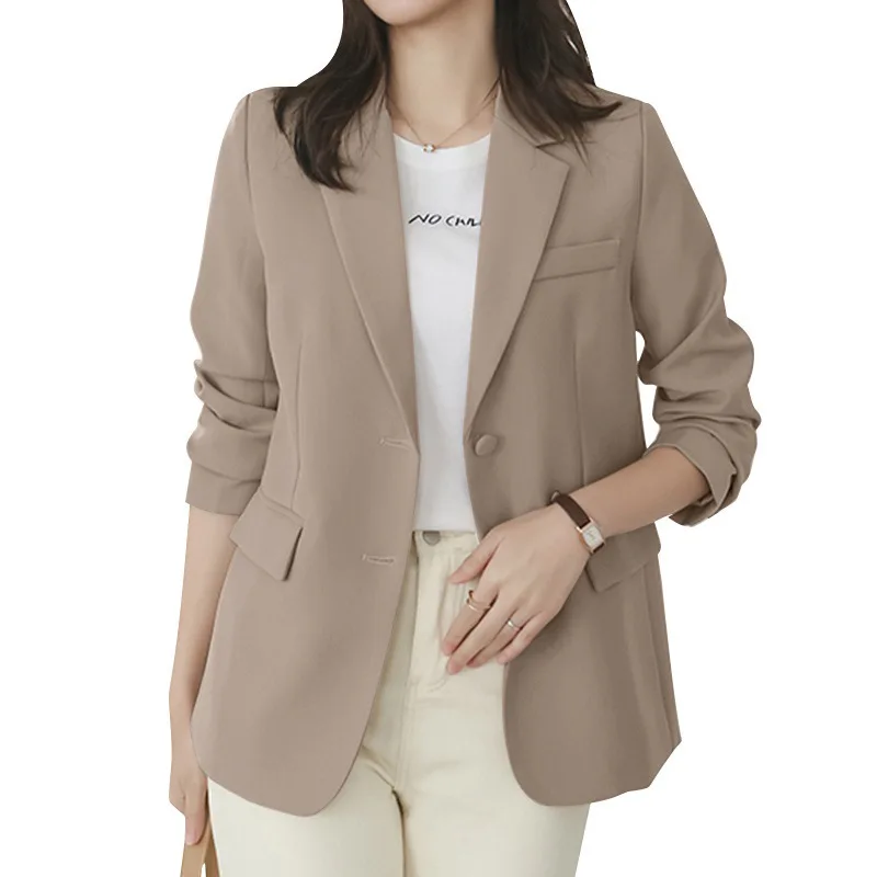

Khaki Blazer For Women Streetwear Suit Jacket Slim Fit Long Sleeve Female Business Work Wear New In Coats And Jackets