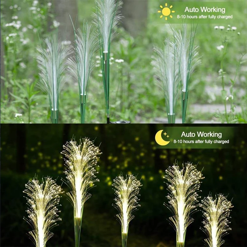 LED Solar Reed Light Outdoor Decorative Waterproof Solar Powered Flower Stake Light Christmas Lights for Yard Lawn Garden