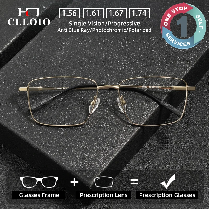 

SZTZX Business Acetate Pure Titanium Square Prescription Myopia Eyewear New Men Women Anti Blue Light Progressive Eyewear 81060