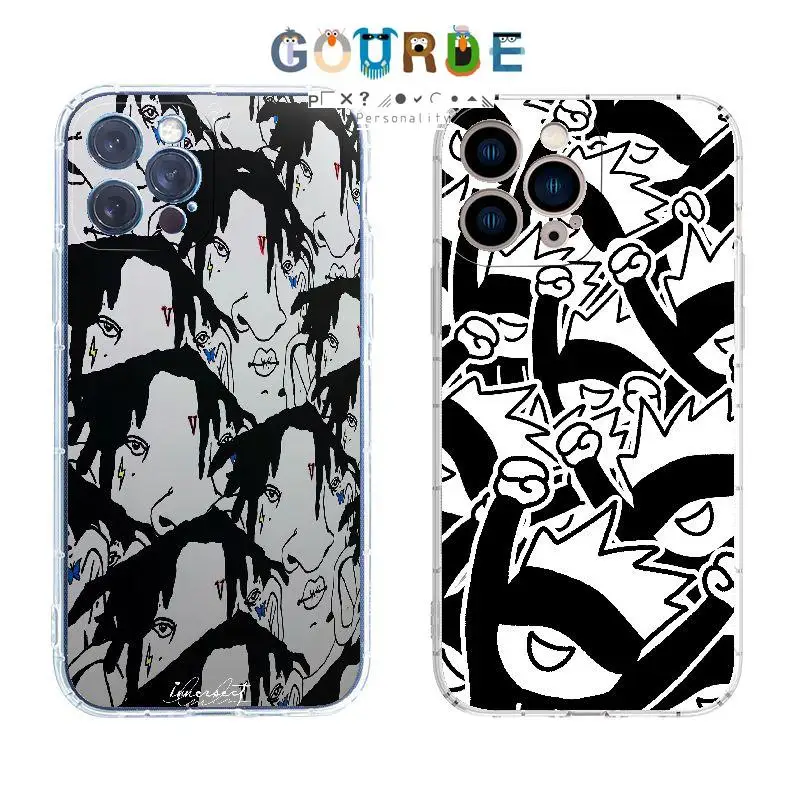 Gourde Creative Funny  Dirty Braided Face Pattern Phone Case for Iphone 15 14 12 13 11 Pro Max IP 7 8 Plus Iphon X XS XR Xs Max