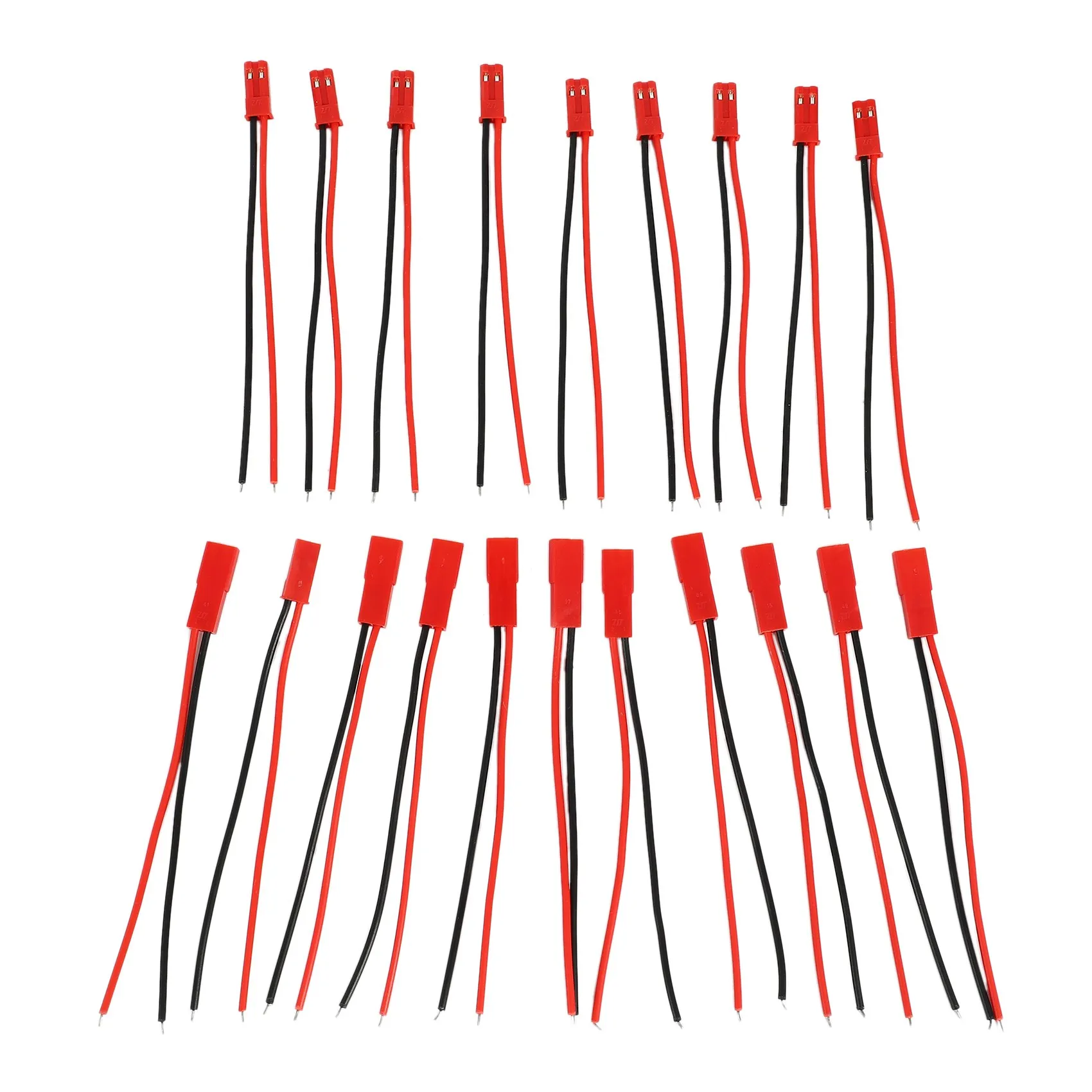 10 paia connettore presa JST a 2 Pin da M a F cavo da 110mm rosso nero