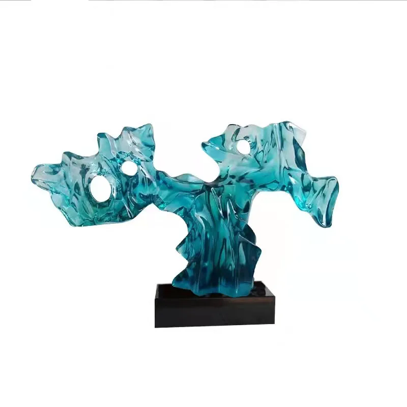 

Modern hotel living room creative abstract desktop ornament transparent resin sculpture lucky tree decoration