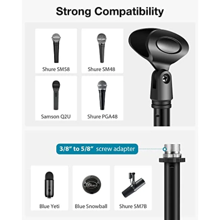 InnoGear حامل ميكروفون مكتب قابل للتعديل سطح المكتب حامل ميكروفون الجدول مع صدمة جبل مشبك ميكروفون مرشح البوب 3 8 إلى 5 8 محول ل B