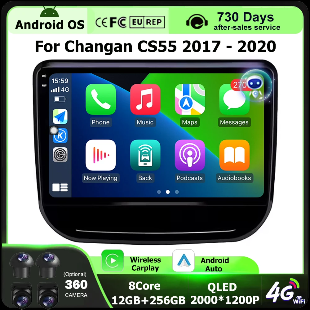 

Android 16 Auto For Changan CS55 2017-2020 Car Radio Multimedia Video Player GPS Navigation Tools Wireless Carplay BT 360 Camera