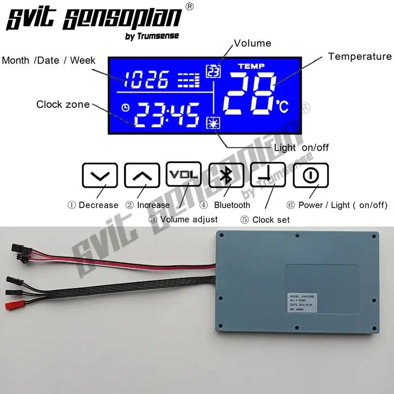 Trumsense K3015DBL SUPER THIN THICKNESS LED Mirror Touch Sensor Switch Panel Time Temperature Date Display with Light Control