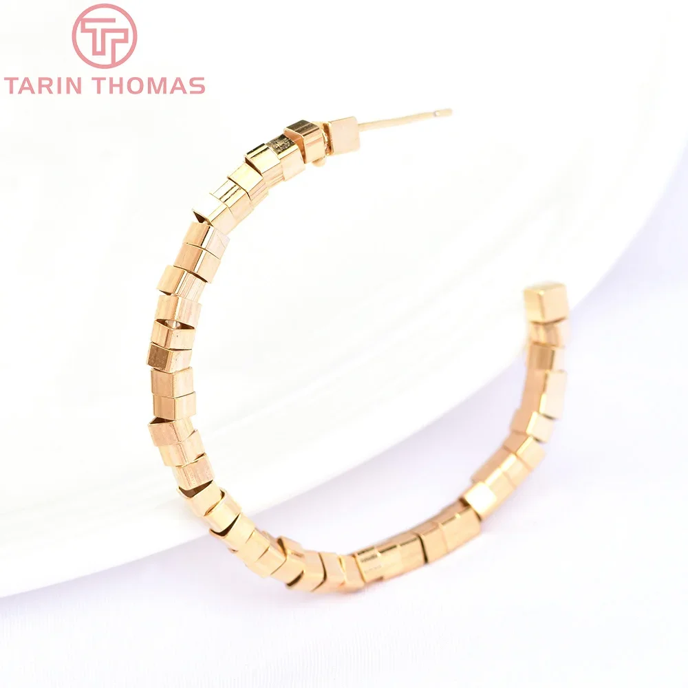 (6114) 2PCS 29x30MM 24K Gold Color Brass Round Heart Shape Beads Earrings Hoop DIY Jewelry Making Findings Accessories Wholesale