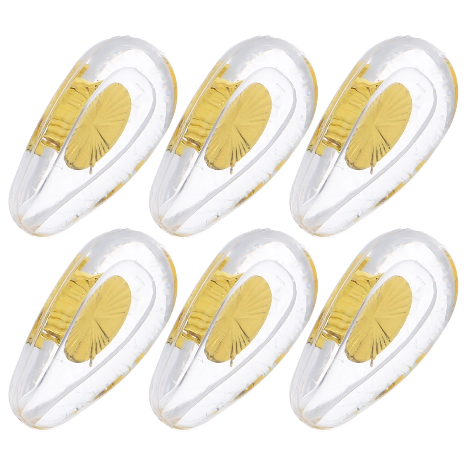

6 Pairs Metal Core Soft Silicone Nose Pads Comfortable AntiSlip Golden Glasses Repair Parts Eyeglass Accessories