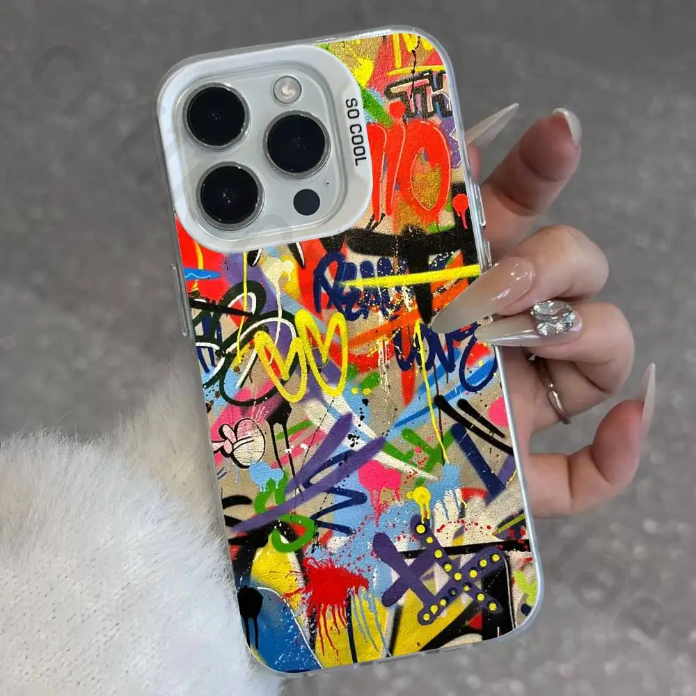 Graffiti  Phone Case For iPhone  Air 16 15 14 Pro Max Plus 13 12 11 17 Pro Max Mini Hard Cover
