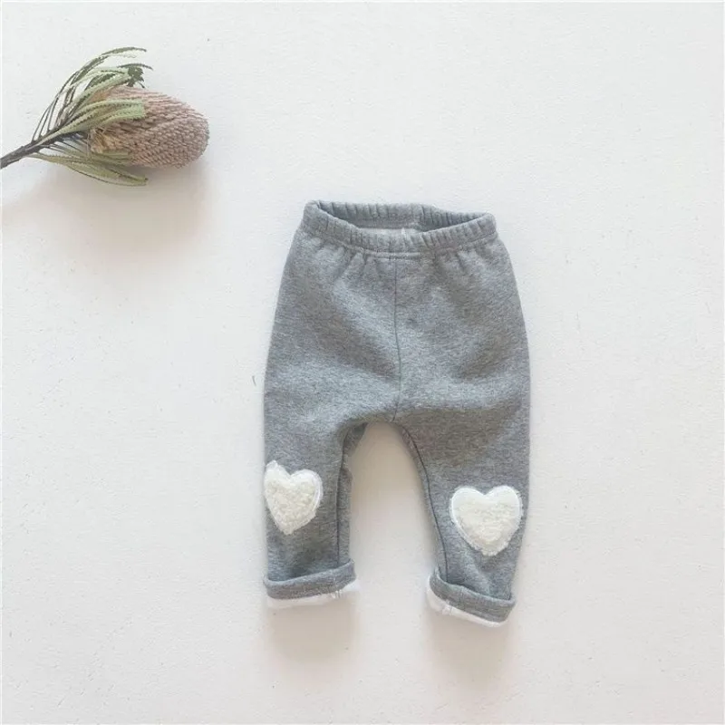 Lente en herfst Kinderleggings van puur katoen, kniebeschermers, babymeisjes, herfst en winter, fluwelen dunne fluwelen broek uit één stuk