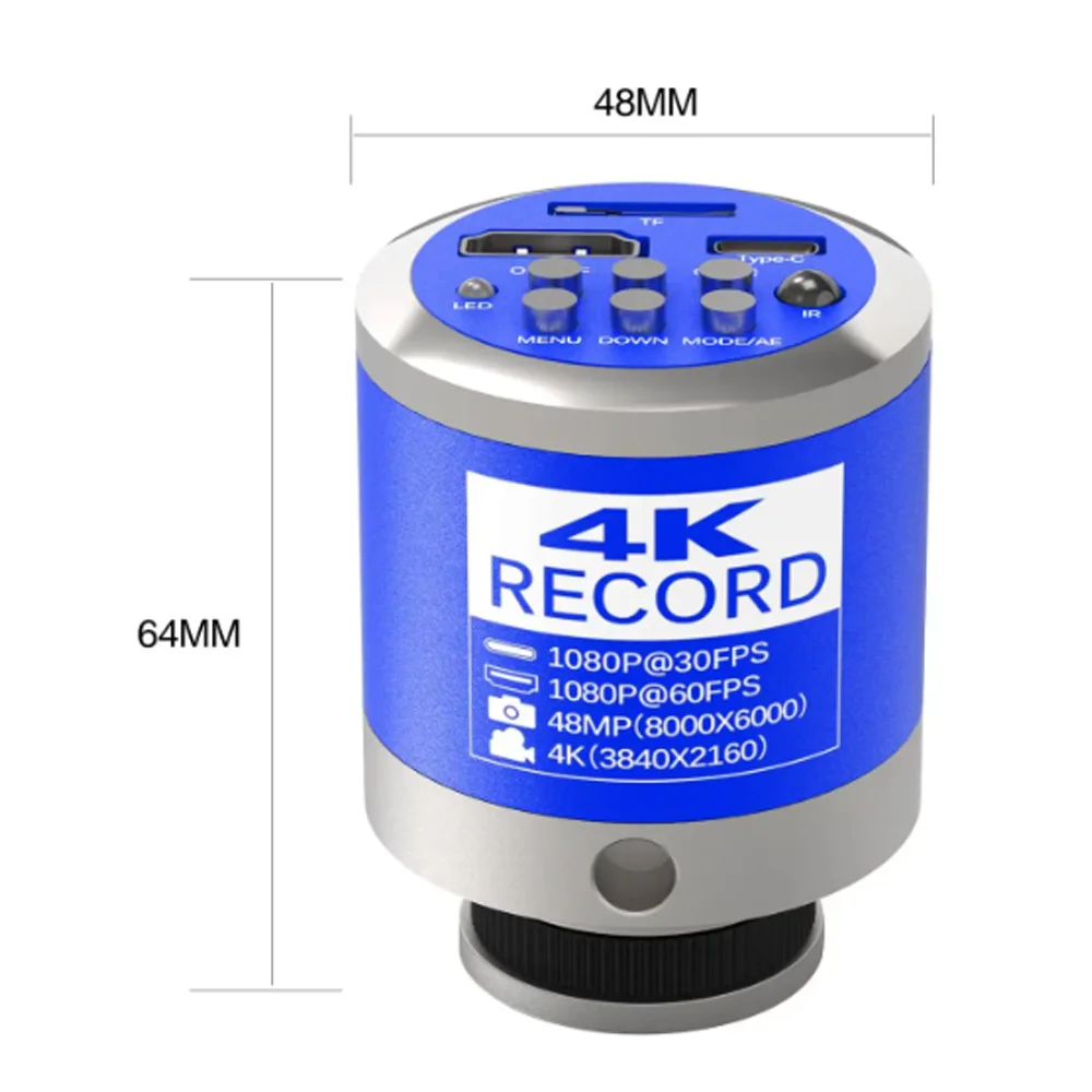 Kamera przemysłowa HD 4K 48MP 1080P Typ C Cyfrowy mikroskop wideo HDMI 130X/150X/180X Obiektyw z mocowaniem C Opcjonalnie dla powiększenia obrazu ﻿