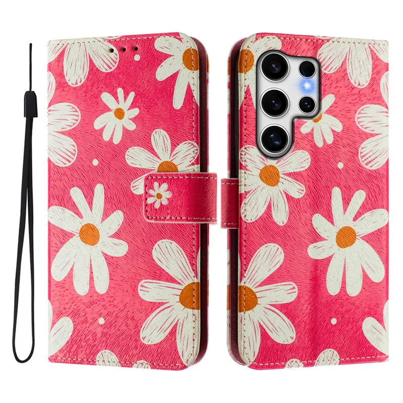 Роскошный кожаный флип-чехол для Samsung Galaxy S25 Edge Flip Cover для SAM S25 + Ultra Plus 5G Кошелек Сумки Цветочные чехлы Etui 2025