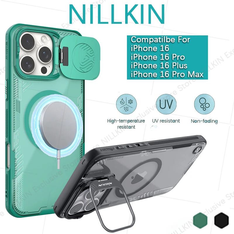 Nillkin For iPhone 16 Pro Max 16 Plus 16+ Iceblade Prop Magnetic lens cover bracket anti drop airbag phone case protective cover