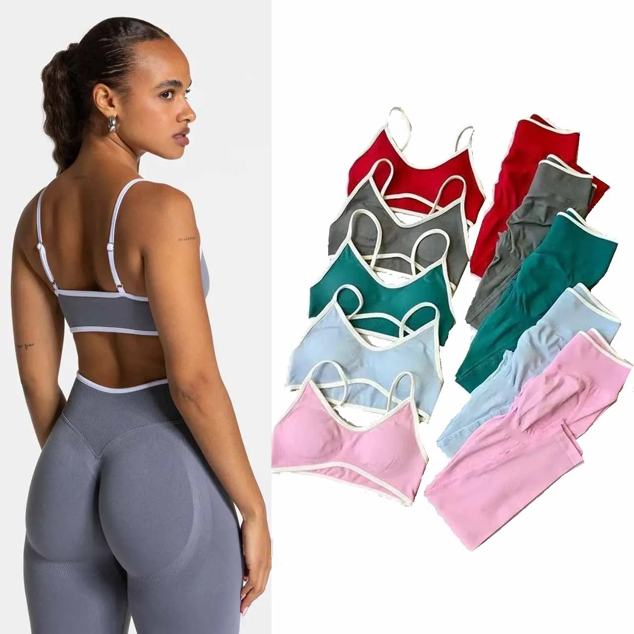 Yoga Sets Women 2Pcs Seamless Impact Gym Set Fitness Shorts Fitness Cycling Elastic Sports Workout Clothes Bra Wholesale