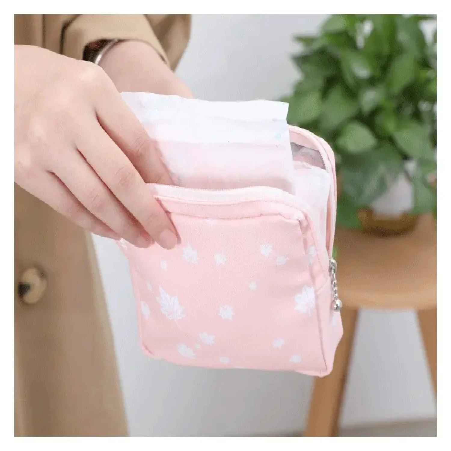 Sac de rangement étanche pour serviettes hygiéniques, portable, document aléatoire, solution menstruelle à emporter, embouts Q, boules de coton, embout médical Q