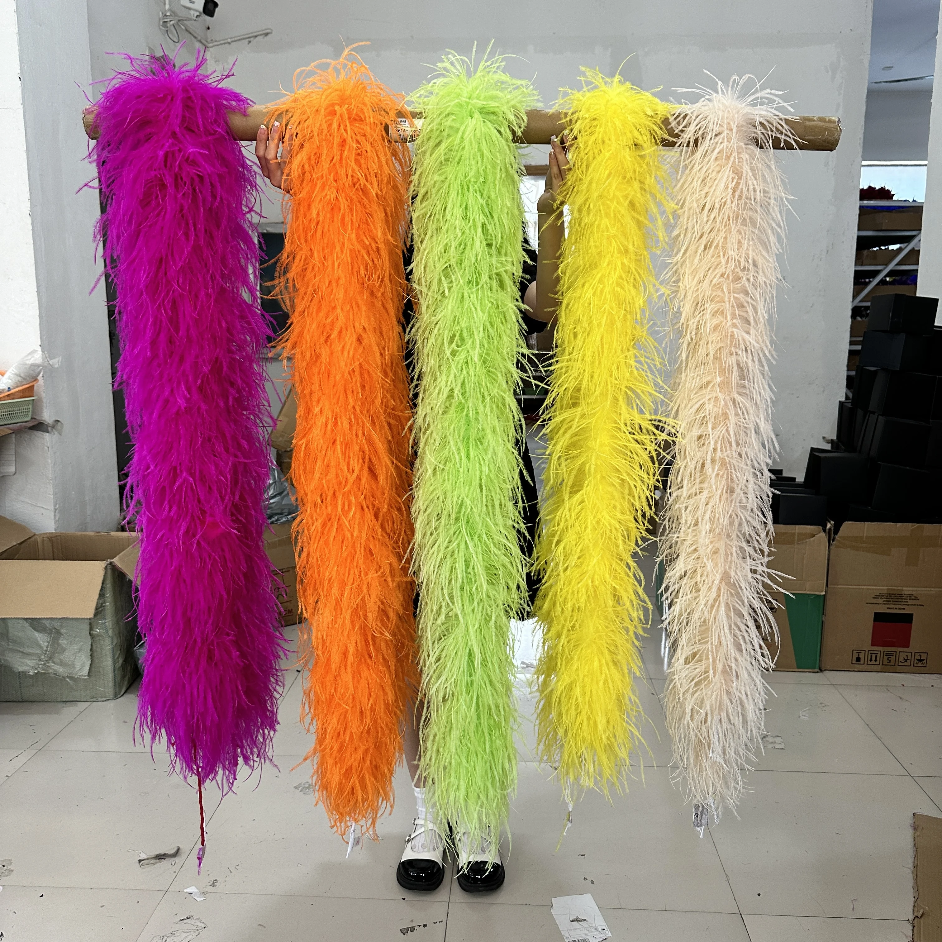 Customized Colorful Ostrich Feather Boa 2 Meters Vintage Plume Scarf Wedding party Dress Sewing Accessory Shawl Fashion 2-20ply