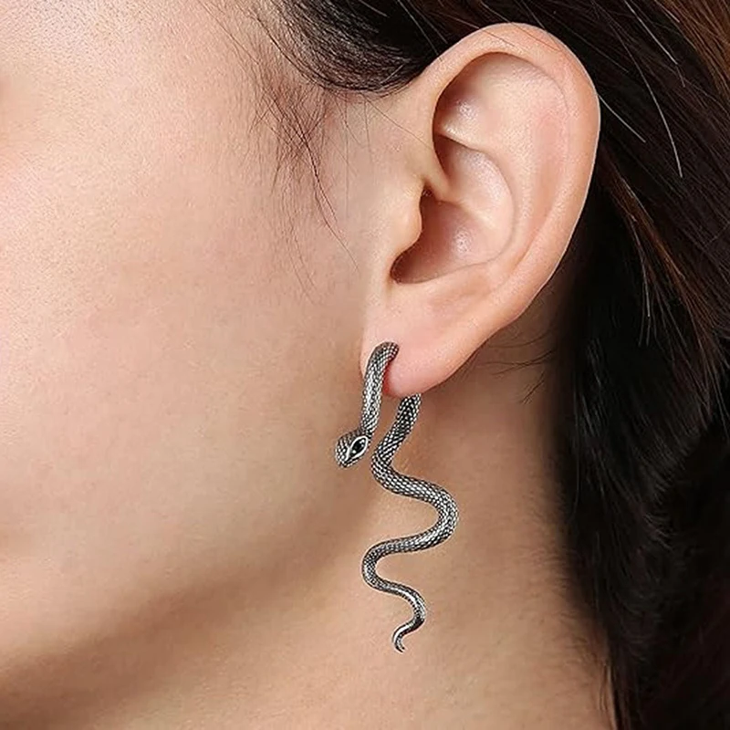 New Snake Shaped Earrings Detachable Animal Earrings Trendy Personalized Metal Long Snake Earrings Suitable Women Jewelry Gifts