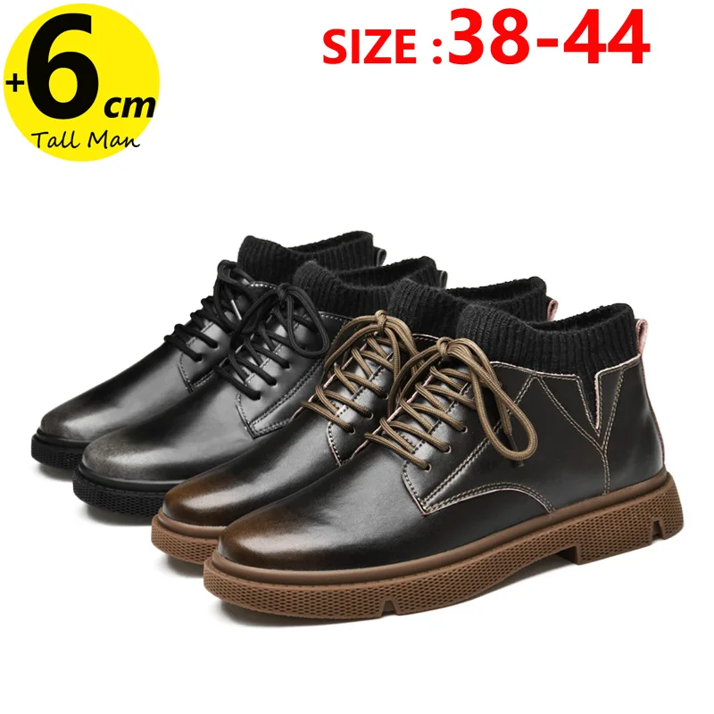 

Men Ankel Boots Height Increase Insole 6cm Man Elevator Shoes Outdoor Plus Size 38-48