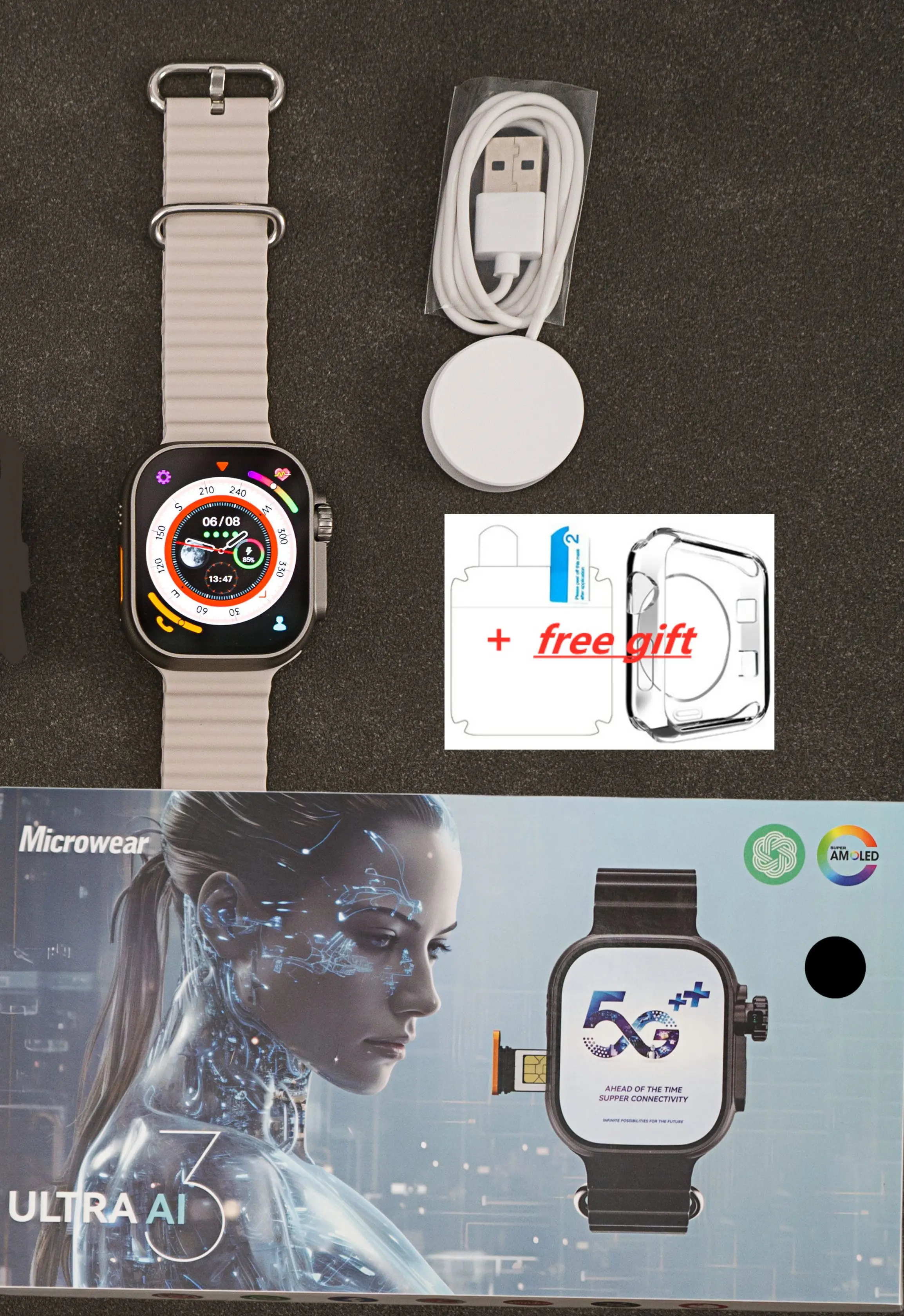 2025 Microwear AI3 4G Android 10 Smartwatch Amoled HD Camera GPS WIFI Google Play Store APP Download Game Bluetooth Smart Watch