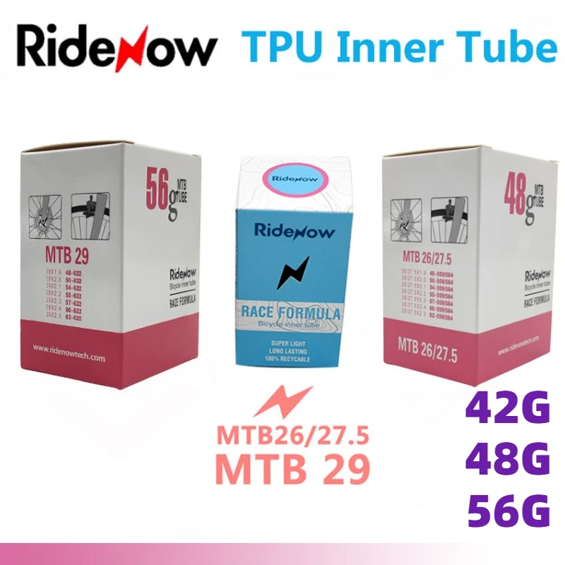 Ridenow Tpu Inner Tubes Bike Accessories MTB 29” Patch kit Ride Now 26/27.5×1.9-2.5 Bicycle parts Ultraleve Tubo Interno 48g 56g