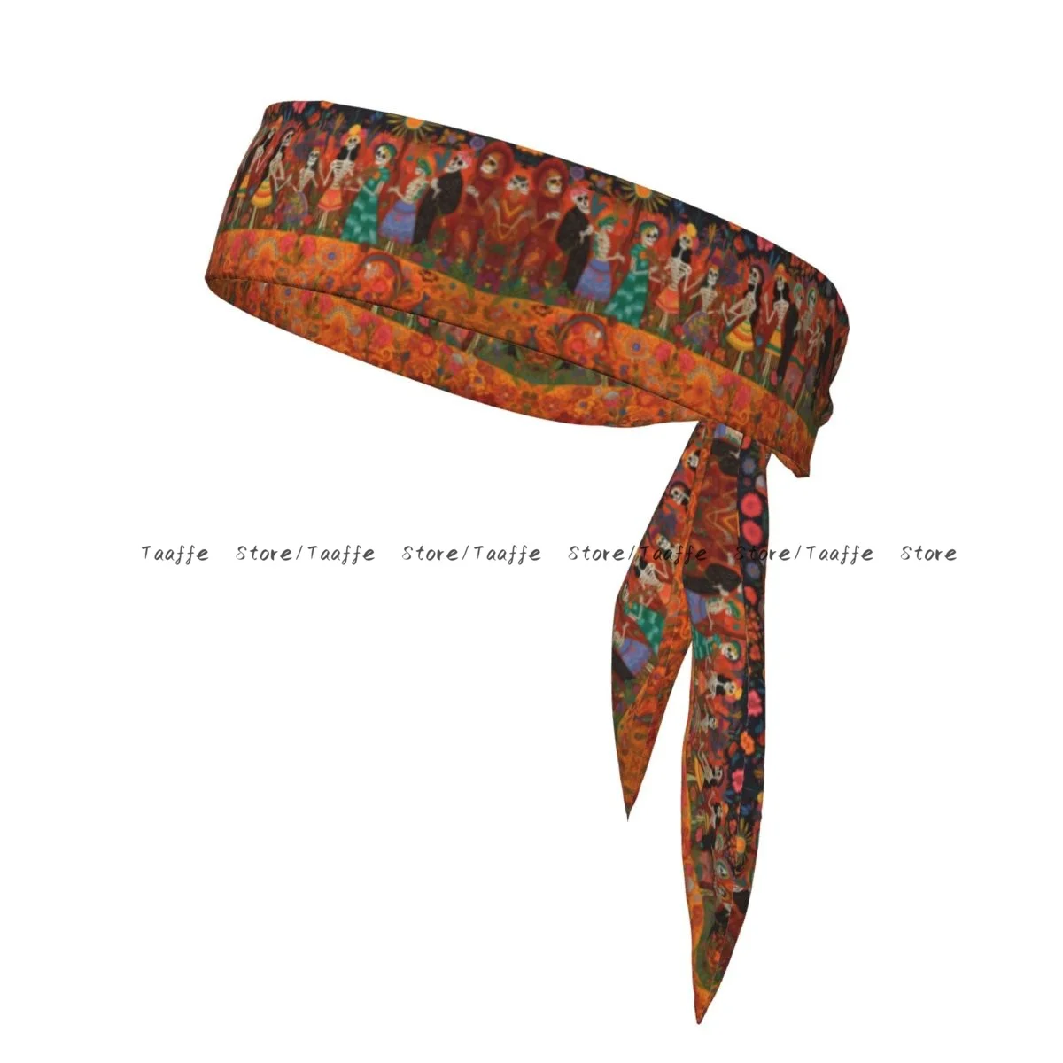 Tie Headbands Mexican Day Of The Dead Print Sports Head Band Athletic Sweatband Bandana Sweat Wicking