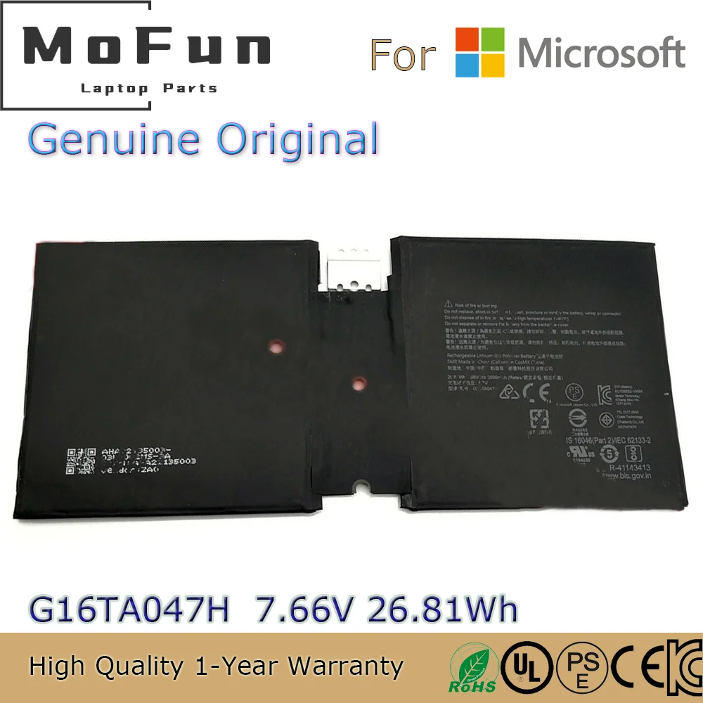 

Brand New Original G16TA047H 7.66V 26.81Wh Laptop Battery for Microsoft Surface Go 2 1901 1926 DYNU01