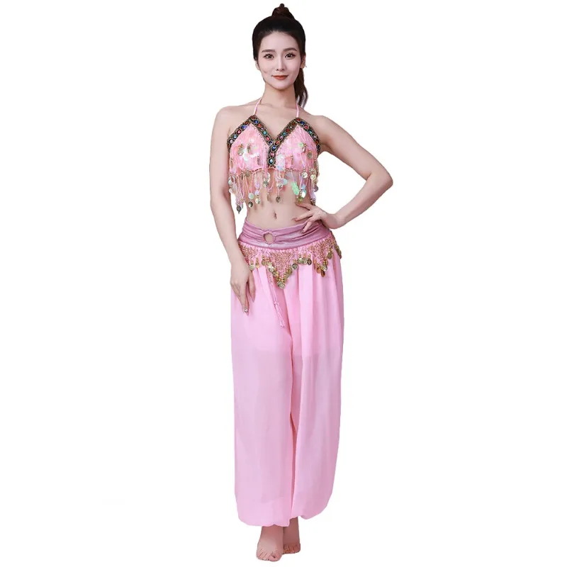 زي أداء الرقص الهندي، زي أداء المسرح، قميص رسن مع مجموعة ترتر وهامش، زي الرقص الشرقي #5