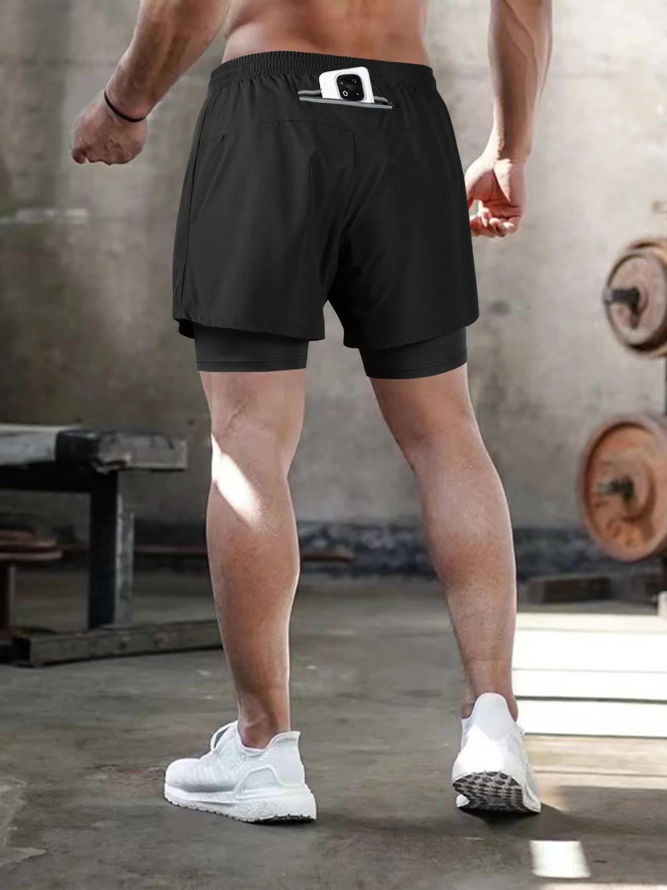 Мужские спортивные шорты для фитнеса, бега, быстросохнущие компрессионные шорты для легкой атлетики, мужские спортивные шорты для фитнеса с задним карманом на молнии