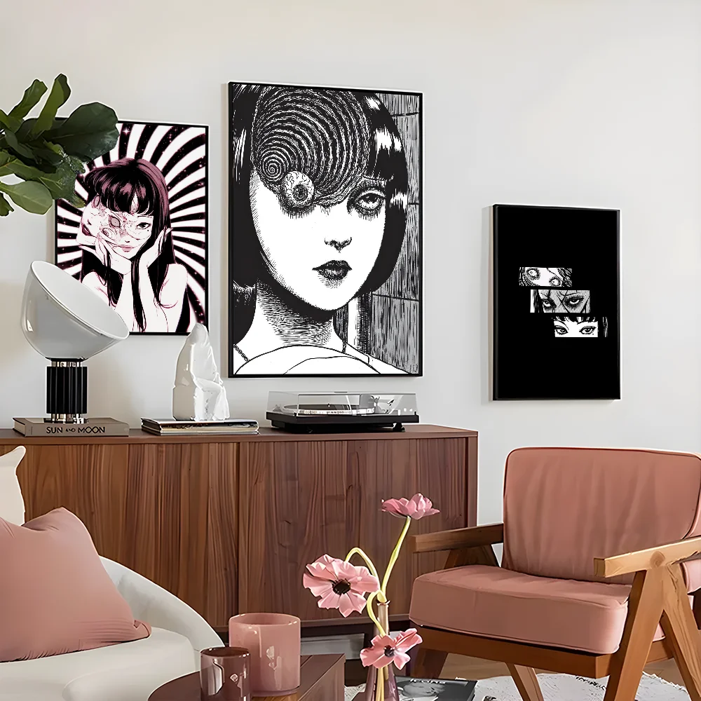 1PC Tomie Junji Ito Poster Self-adhesive Art Waterproof Paper Sticker Coffee House Bar Room Wall Decor