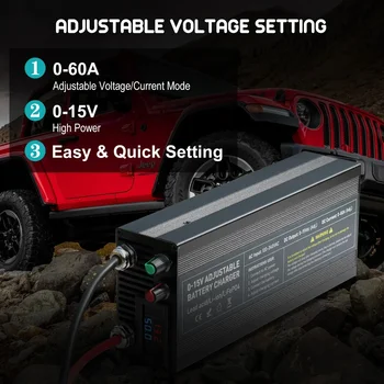 磷酸鐵鋰電池充電器 12V 60A 100A 110V-240V 輸入 0-15V 可調 快速轉接器,適用於磷酸鐵鋰電池 6 最佳銷售 磷酸鋰電池充電器 - №4