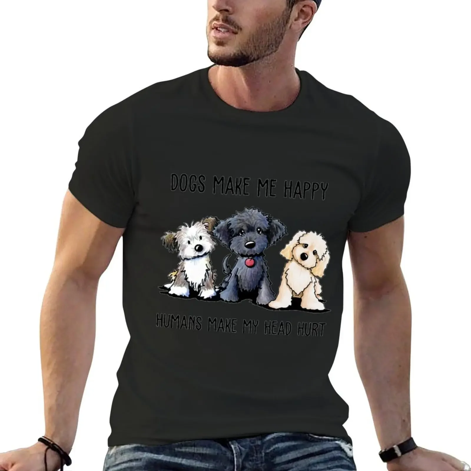 

Dogs Make Me Happy - Humans Make My Head Hurt T-Shirt rapper graphic tees man t shirt mens graphic t-shirts anime