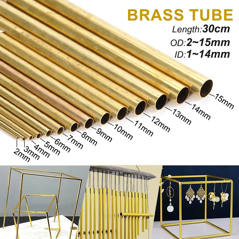 Brass Tubes DIY Pipe Round Diameter 2/3/4/5/6/7/8/9/10/12mm Length 300mm Long 0.5mm Wall Brass Tube Modelmaking Rod Cutting Tool