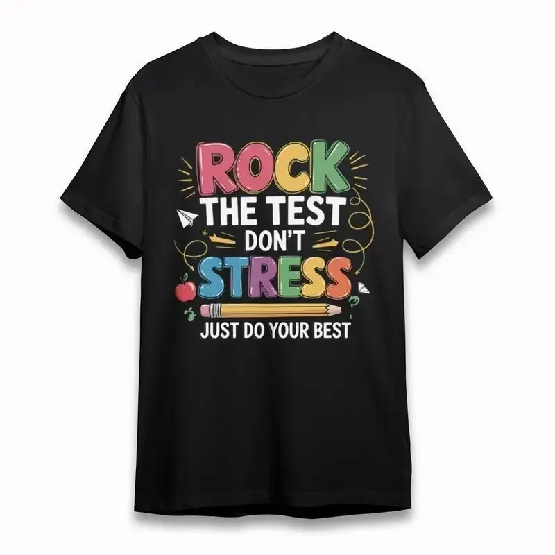 Women'S Soft Breathable All Season Classic T Shirt Rock Test Dont Stress