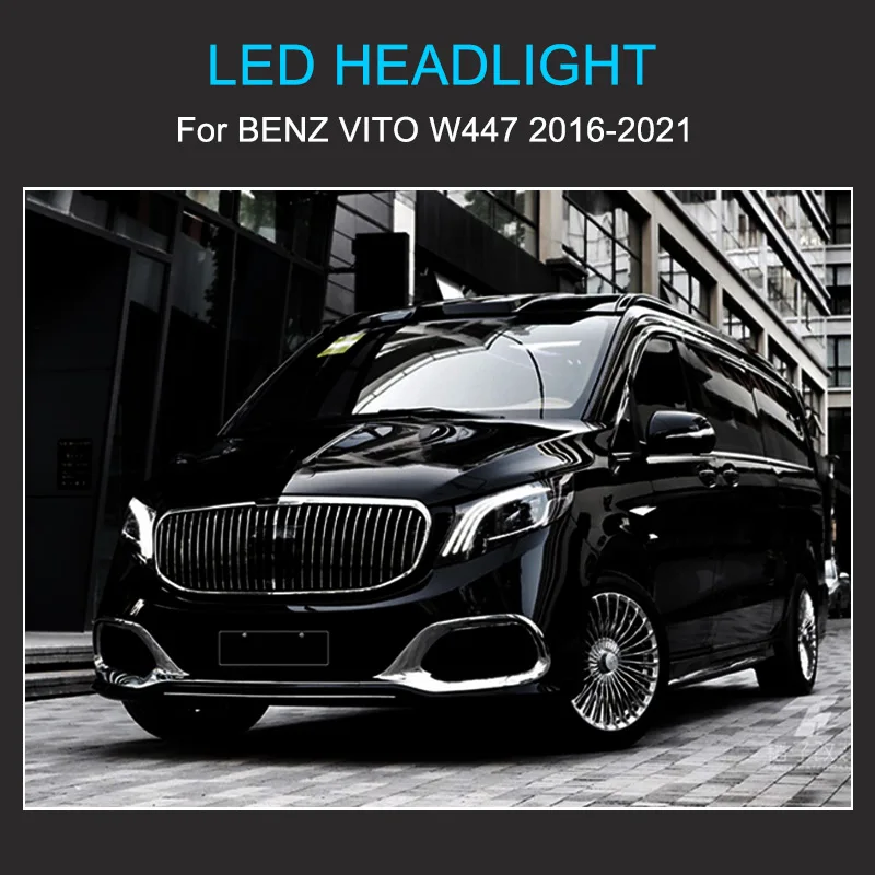 1 Pair LED Headlights for Benz Vito 2016-2021 Headlights Plug and Play LED DRL Dynamic Turning Projector Lens Front Head Lights