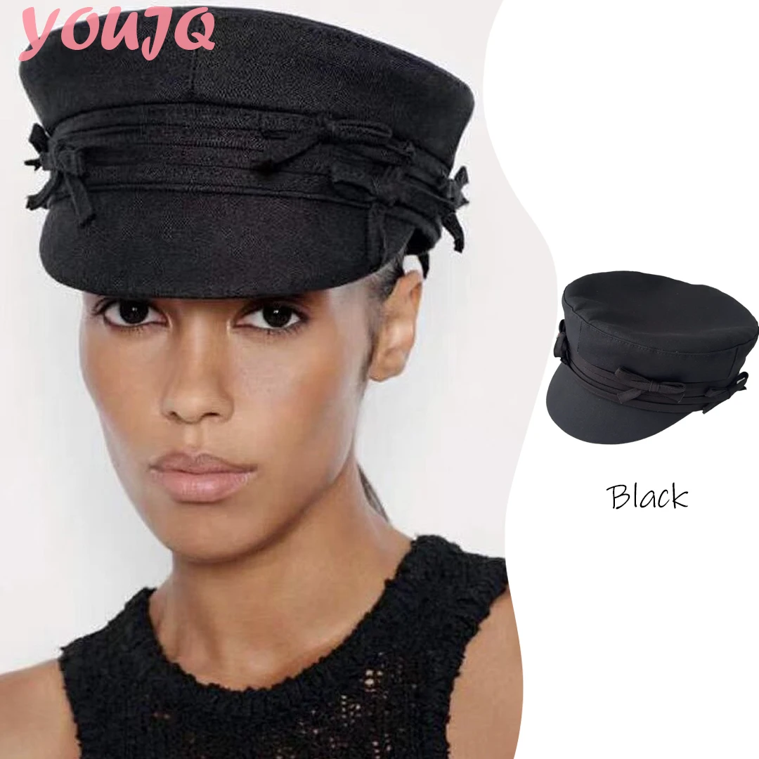 

Black Bow Embroidery Flat Cap Spring Summer Breathable Baker Boy Cap Women Cotton Newsboy Caps Gorras Hombre Originales