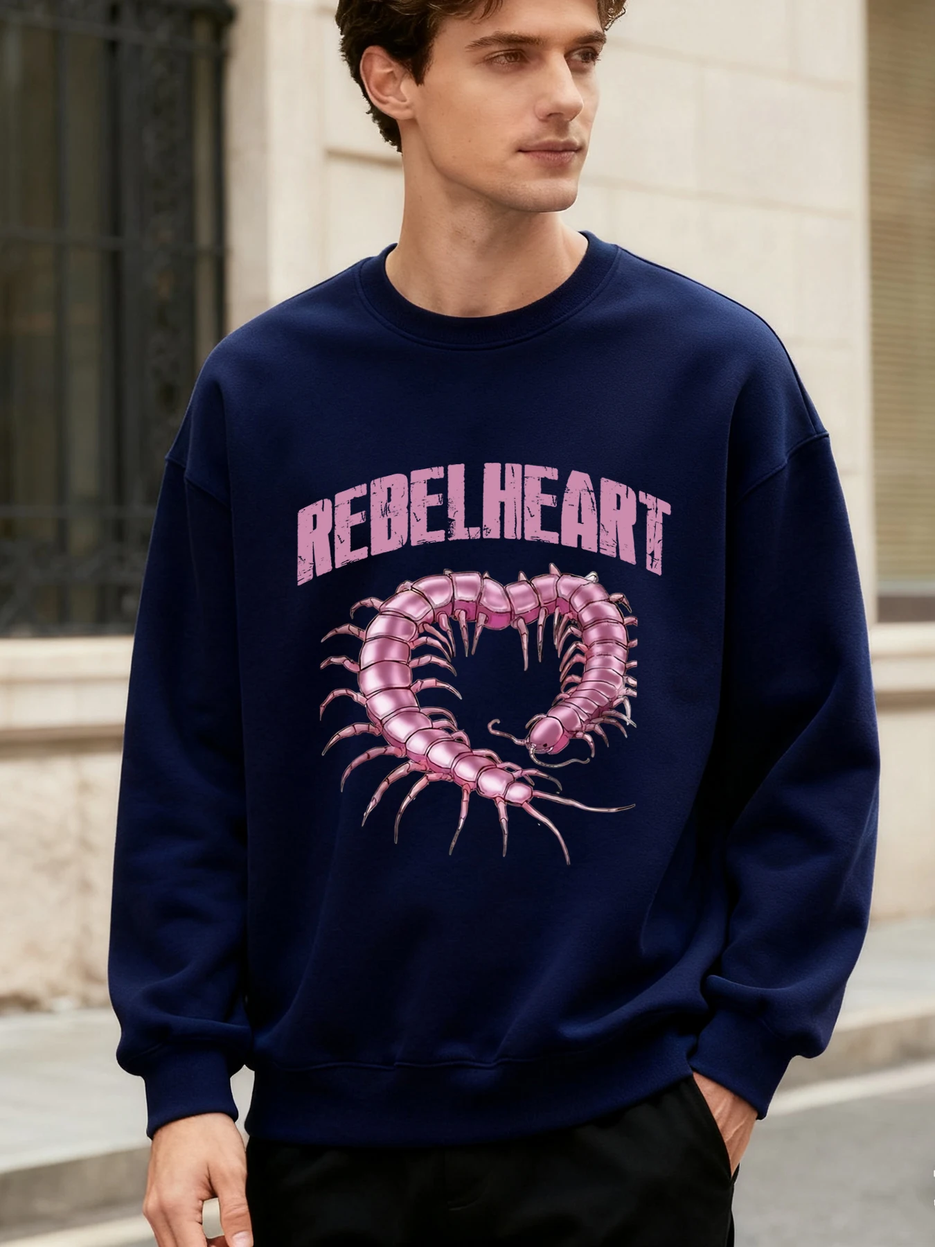 

Rebelheart пуловер с принтом сороконожки, мужской осенний свитшот с круглым вырезом, мягкая одежда для бега большого размера, универсальная мужская спортивная одежда