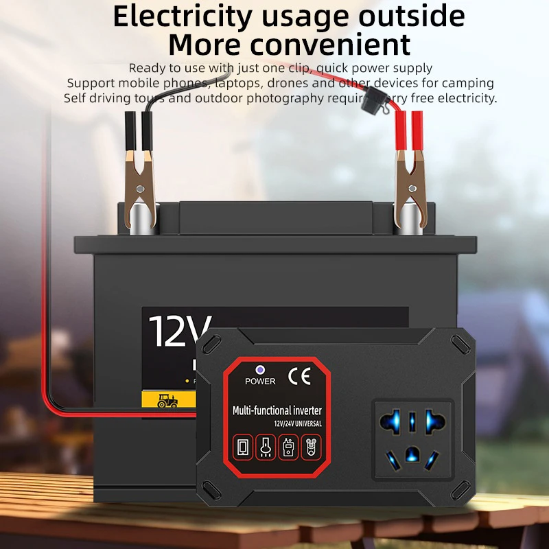 200 واط 12 فولت/24 فولت إلى 220 فولت سيارة عاكس الطاقة محول مهايئ شاحن مقبس عالمي المحمولة مركبة محمولة المنزل السيارات العاكسون #1