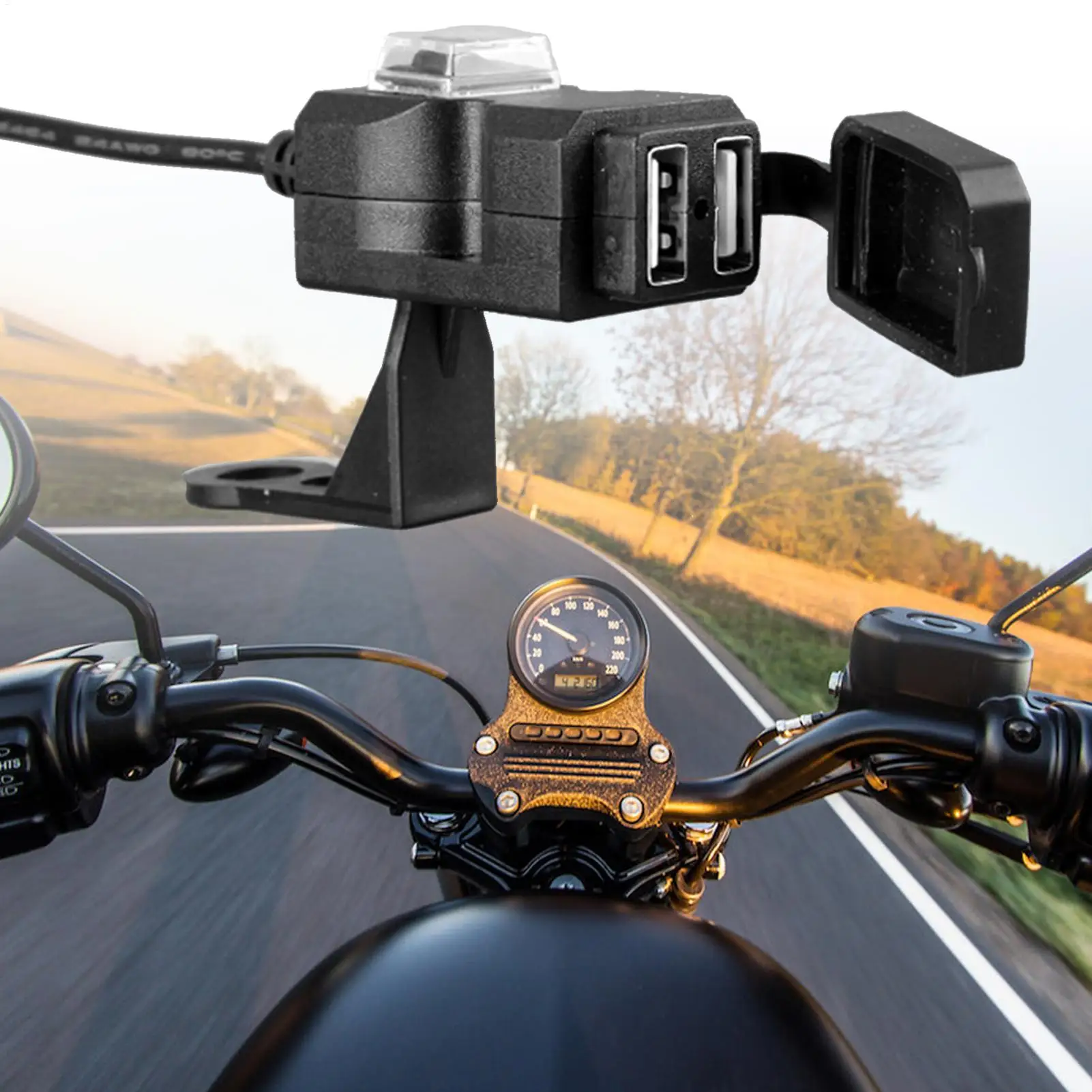 Motorcycle USB Port Quick Waterproof Adapter Socket Motorcycle Charging Port for GPS Tablet Dashboard Camera Motorbike Scooter