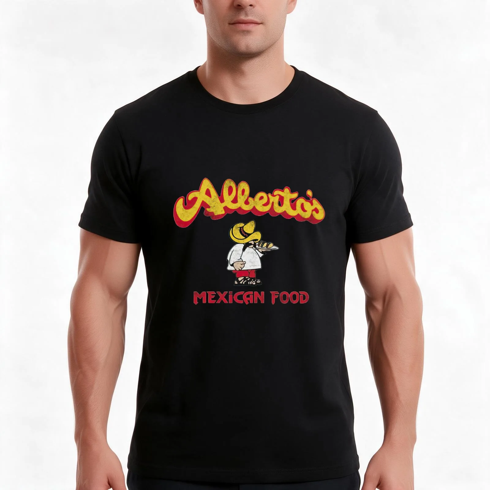 Alberto Makali Mexican Food T-Shirt, Summer Casual Cotton Tee, Oversized Streetwear Tops, Vintage Graphic Print, 100% Cotton