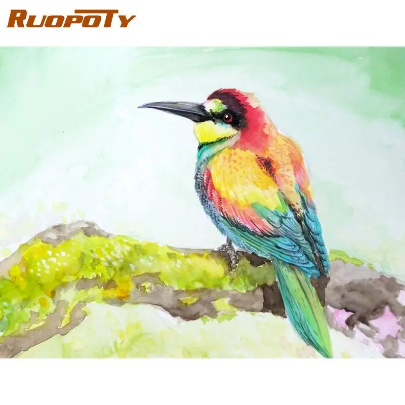 

RUOPOTY Diy Painting By Numbers For Adults Colorful Bird Canvas Painting Wall Art Animals Drawing Coloring By Numbers Home Decor