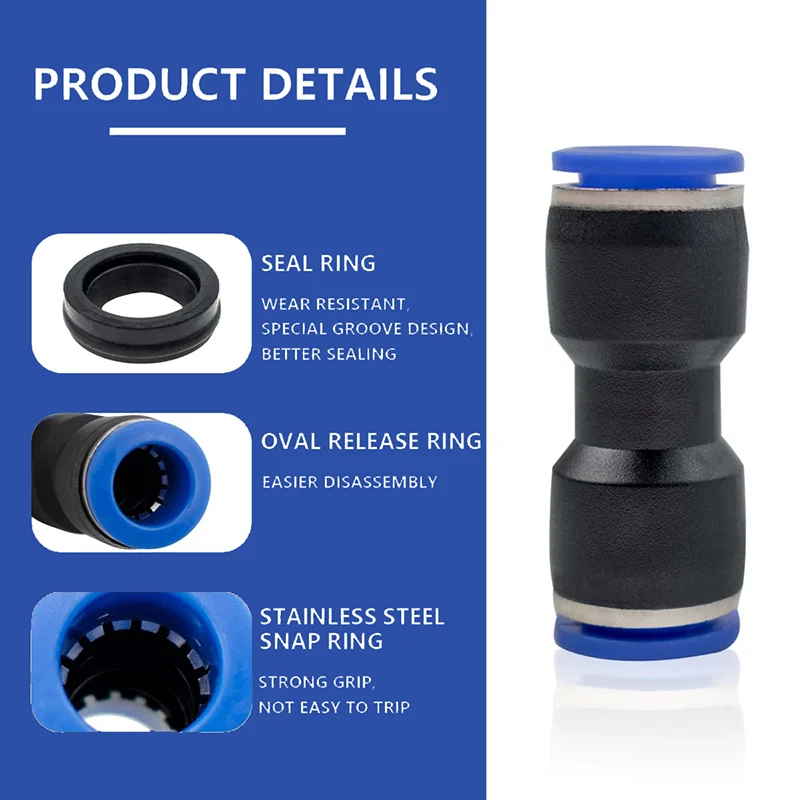 PG الهواء تركيب هوائي 4/6/8/10/12/14/16 مللي متر OD خرطوم أنبوب دفع إلى تركيبات الغاز المستقيمة البلاستيك موصلات سريعة 1/5/10 قطعة