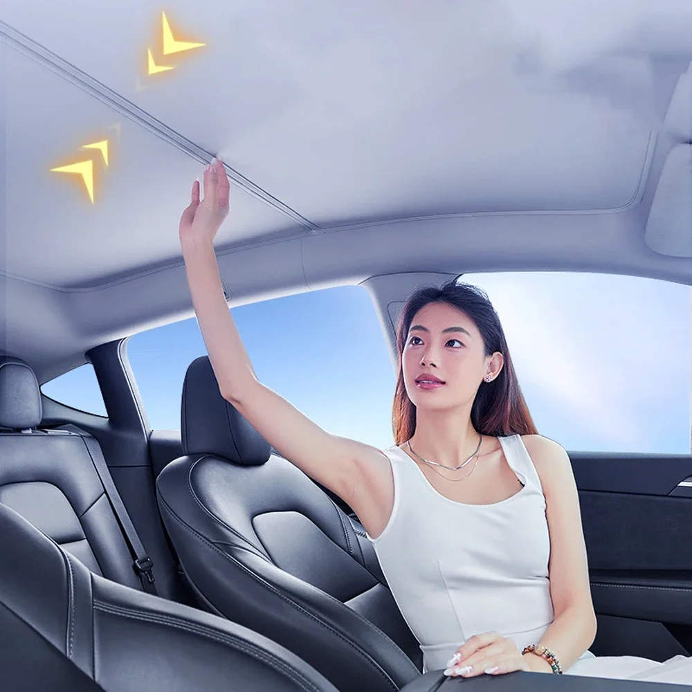 

New Sun Shades For Tesla Model 3 2021-2023 Model Y 2023 Ice Cloth Buckle Sun Pare Glass Front Rear Sunroof Skylight Accessories