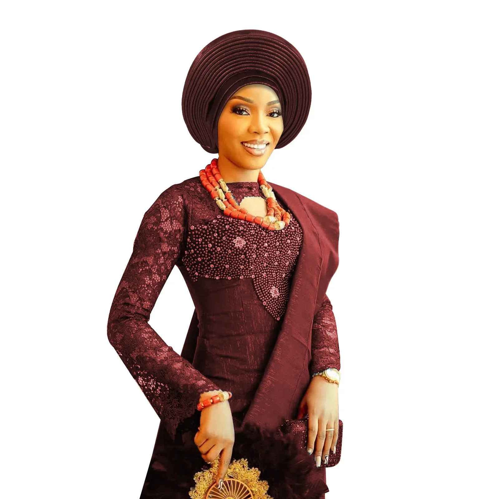 ربطة رأس أفريقية نيجيريا ربطات رأس لحفلات الزفاف عمامة أنيقة مصنوعة بالفعل للنساء أوتوماتيكية Gele أنثى غطاء رأس حجاب إسلامي #6