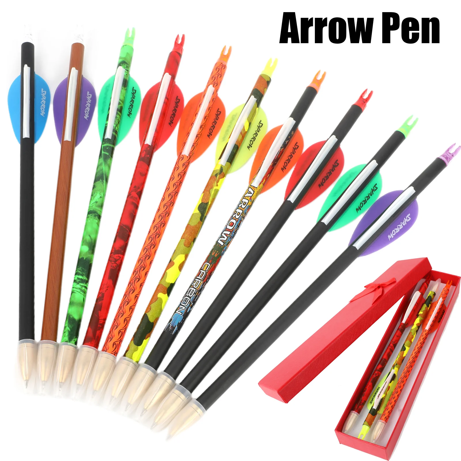 

Black Ballpoint Pen 23.3cm Archery Arrow Pen Novelty Gift for Archers Outdoorsmen Carbon Shaft Design with Replaceable Refill
