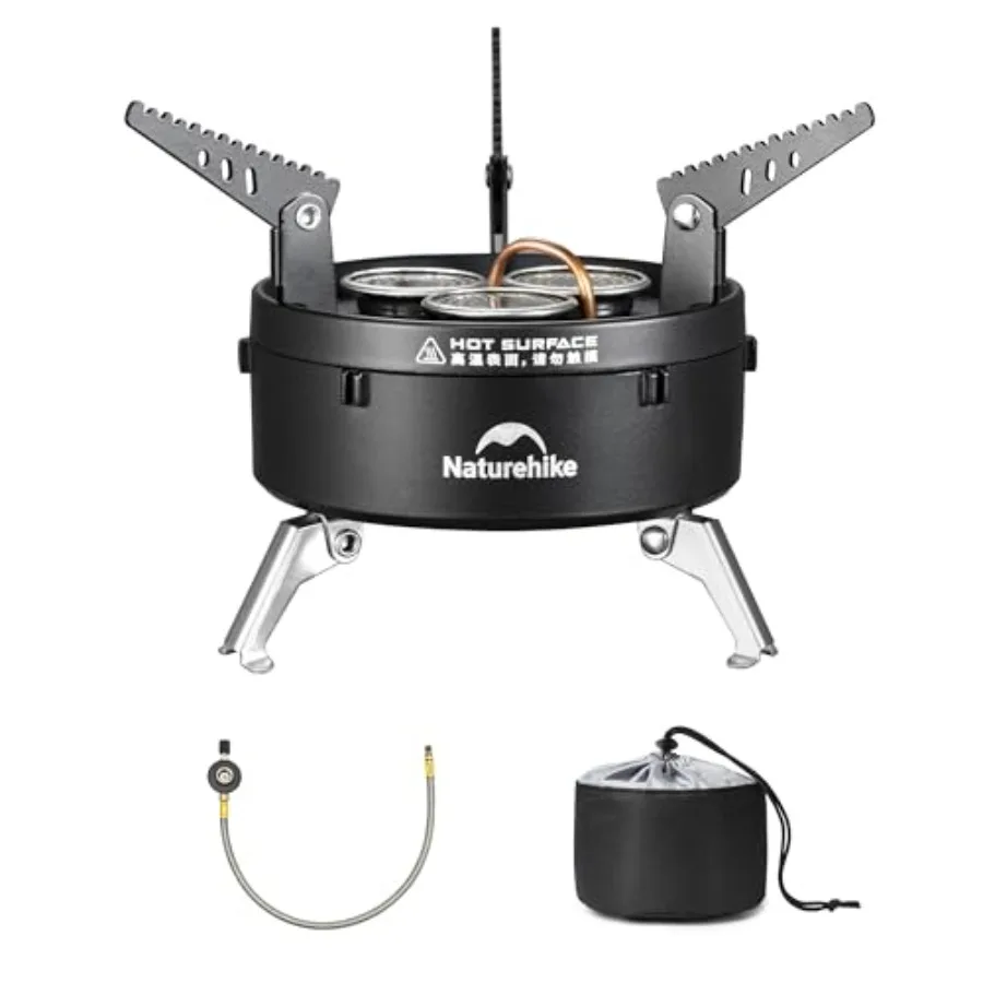 

Camping Gas Stove for IGT Table Portable Isobutane Stove with Storage Bag and Foldable Brackets 3 Burners Camp Stove for Outdoo
